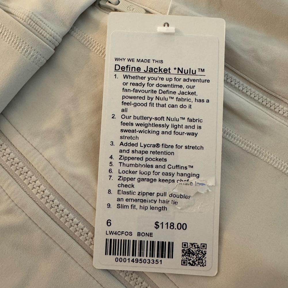 š¤Lululemon Define Jacket fan-favourite in buttery-soft Bone Nulu⢠fabricš¤ - Picture 13 of 16